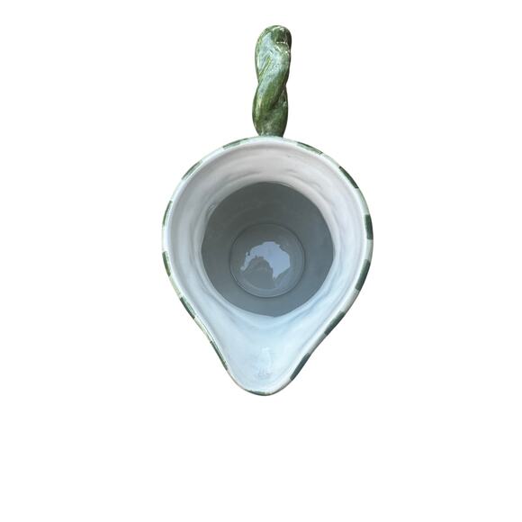 FITZ AND FLOYD Floral Ceramic Pitcher Braided Handle Embossed 3D Flowers As Is - Picture 9 of 9